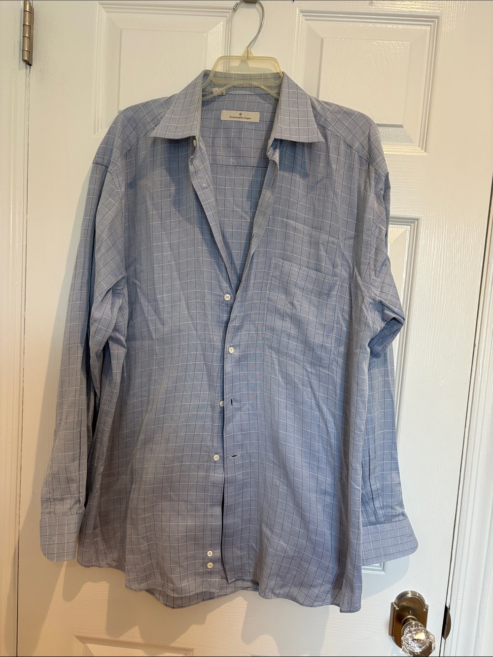 Ermenegildo Zegna Light Blue Windowpane Dress Shirt